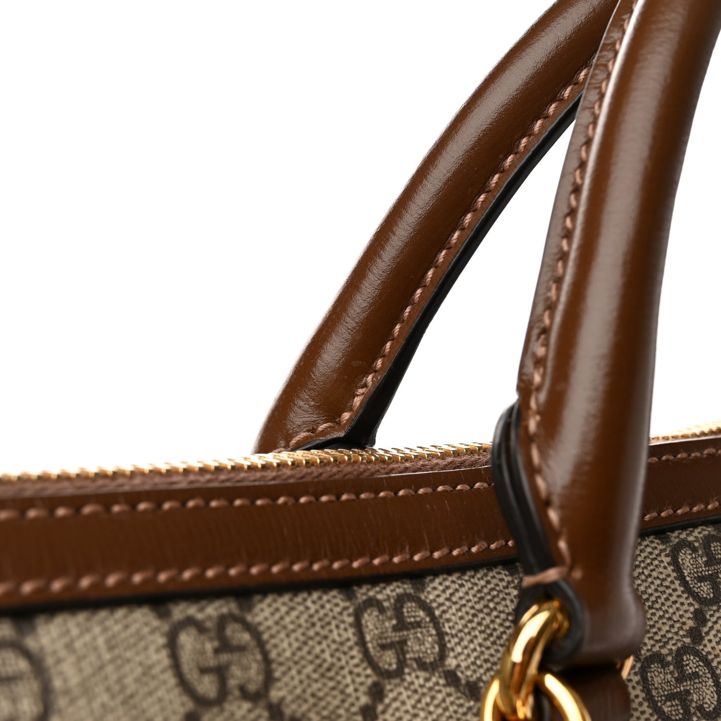 GG Supreme Monogram Azalea Calfskin Large Horsebit 1955 Duffle Bag Beige Ebony Brown Sugar