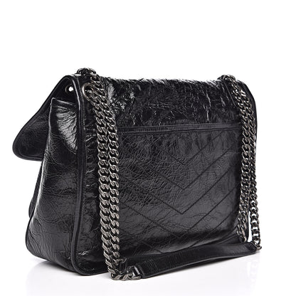 Saint Laurent Crinkled Calfskin Matelasse Monogram Medium Niki Chain Satchel Black 3 of 11