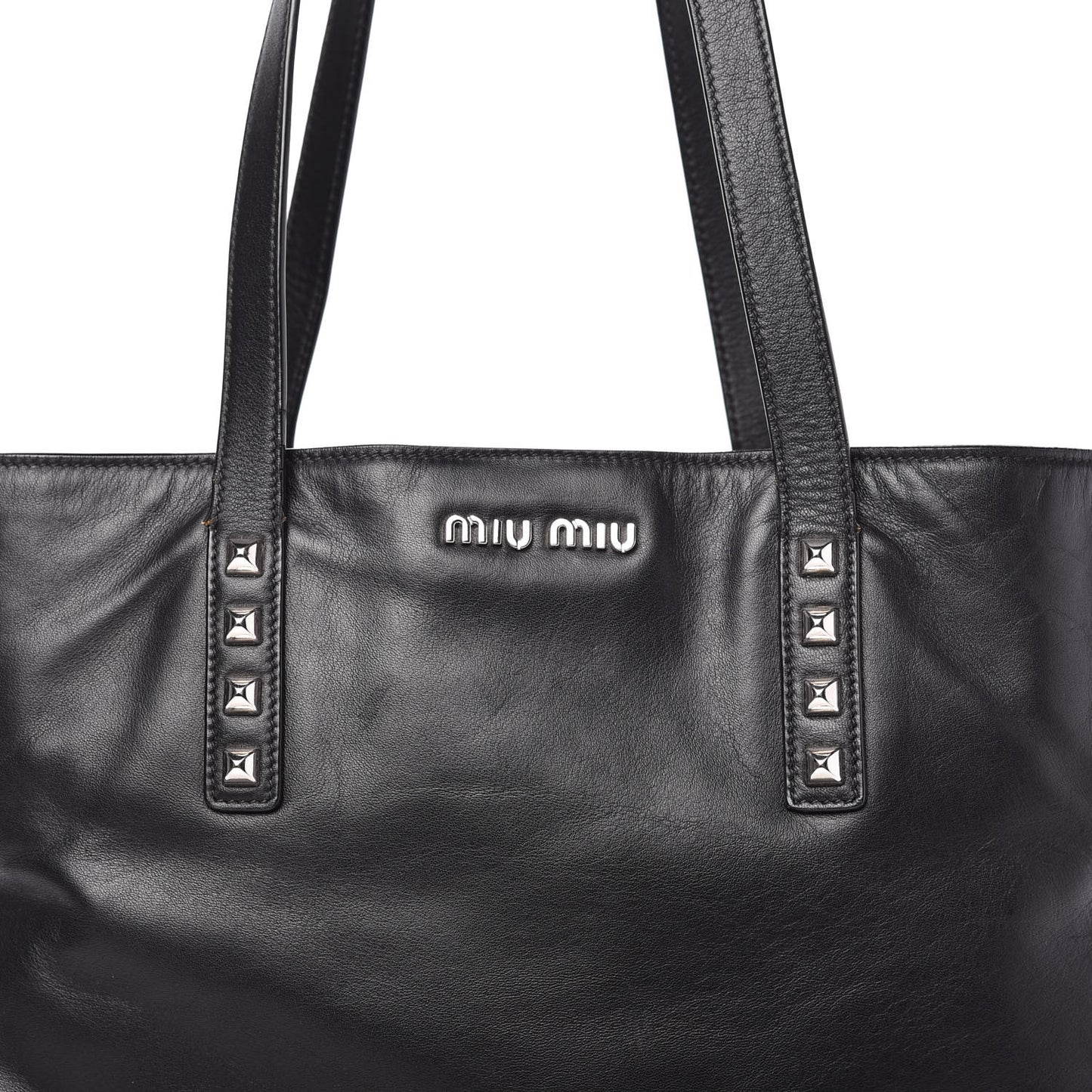 Soft Calf Studded Shopping Tote Black