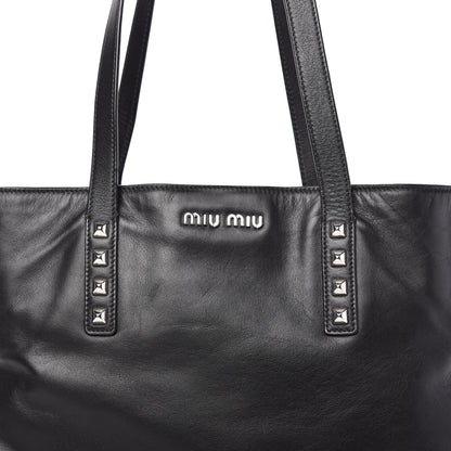 Miu Miu Soft Calf Studded Shopping Tote Black 10 of 10