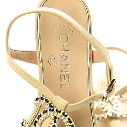 Chanel Lambskin Chain CC Logo Thong Sandals 36 Beige 5 of 7