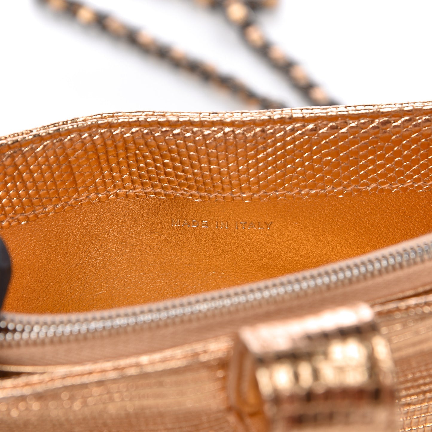 Lizard Mini Phone Holder Clutch Rose Gold