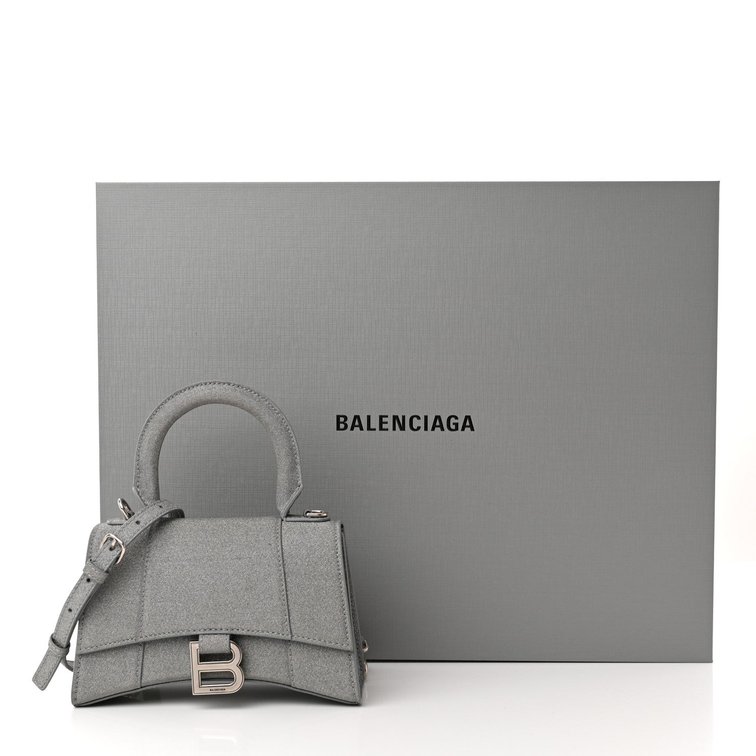 Balenciaga Glitter Fabric Hourglass Top Handle Bag XS Grey 12 of 12