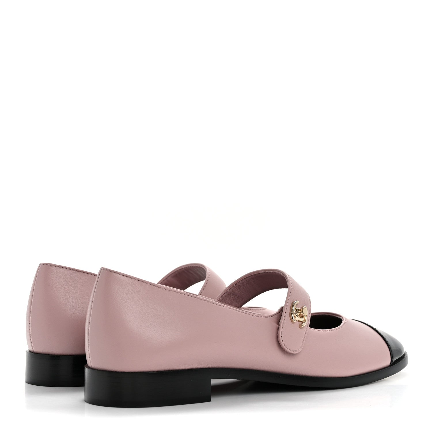 Chanel Calfskin Patent Mary Janes Flats 40 Pink Black 5 of 10