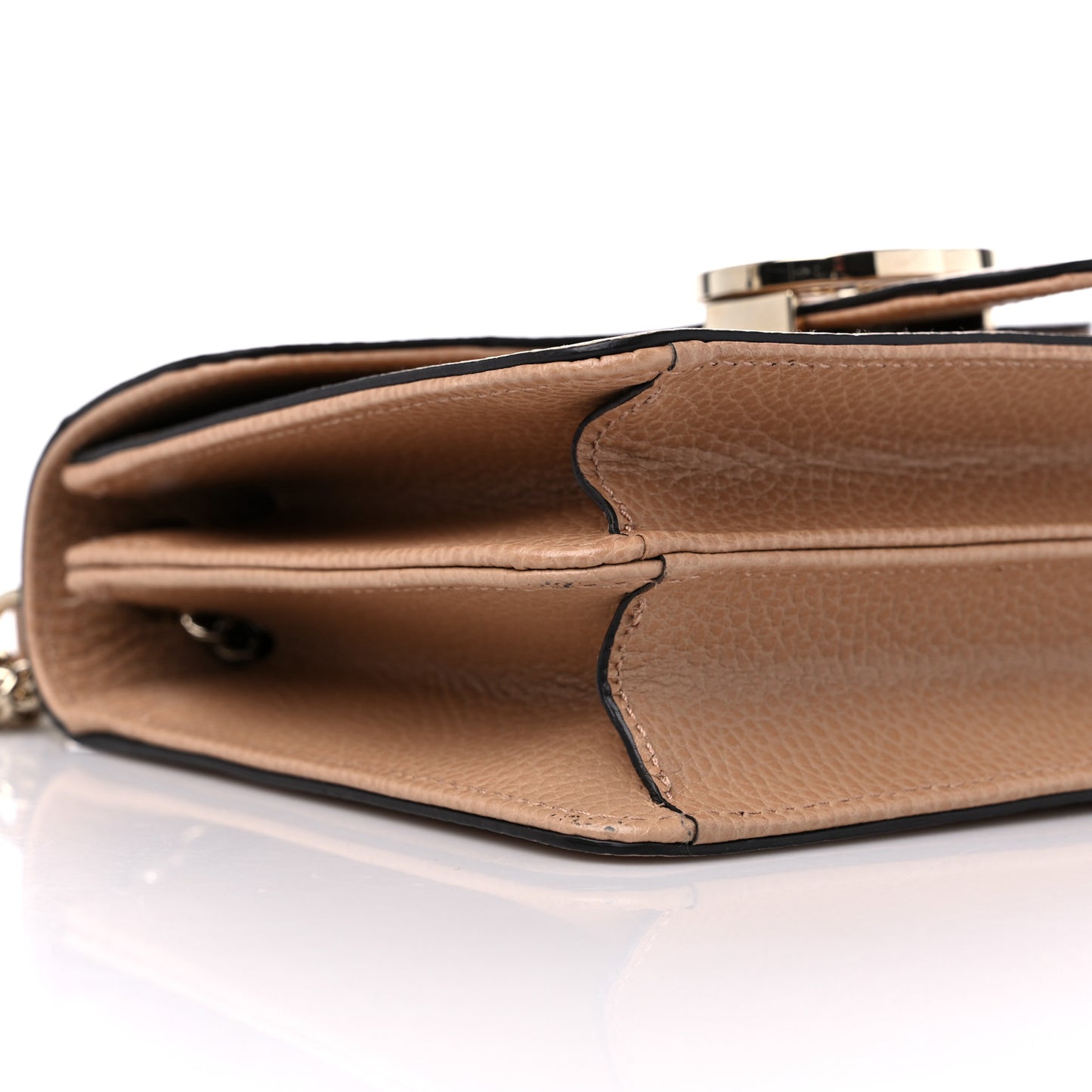 Dollar Calfskin Small Interlocking G Shoulder Bag Camelia
