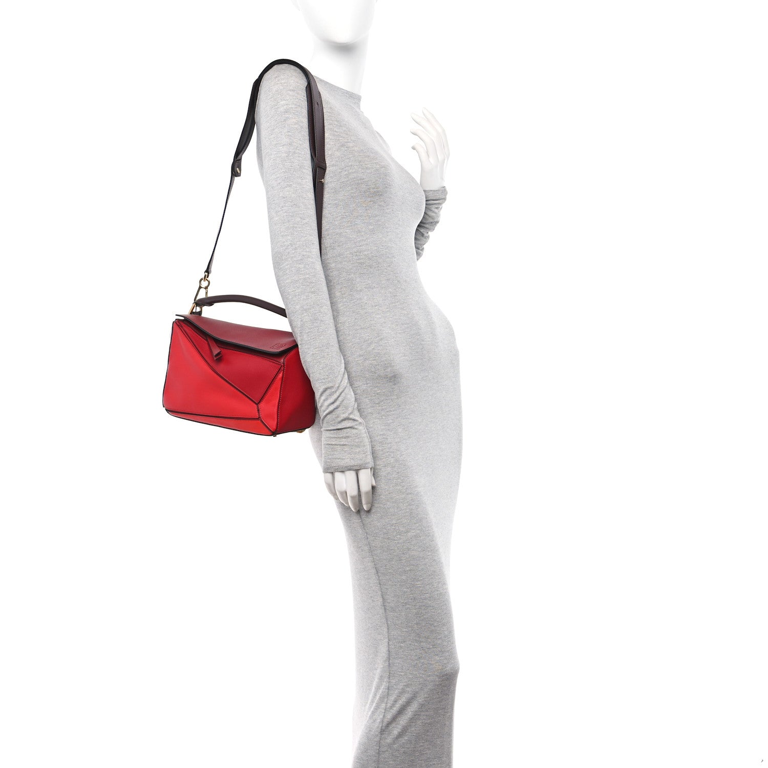 Loewe Calfskin Colorblock Small Puzzle Bag Red 2 of 11