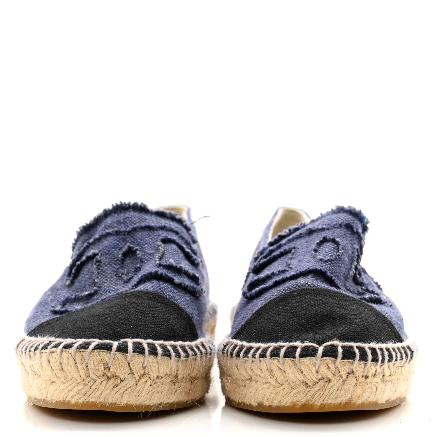 Chanel Denim Toile CC Espadrilles 40 Navy Black 2 of 10