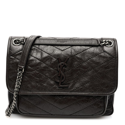 Saint Laurent Crinkled Calfskin Matelasse Monogram Medium Niki Chain Satchel Tulip 1 of 11