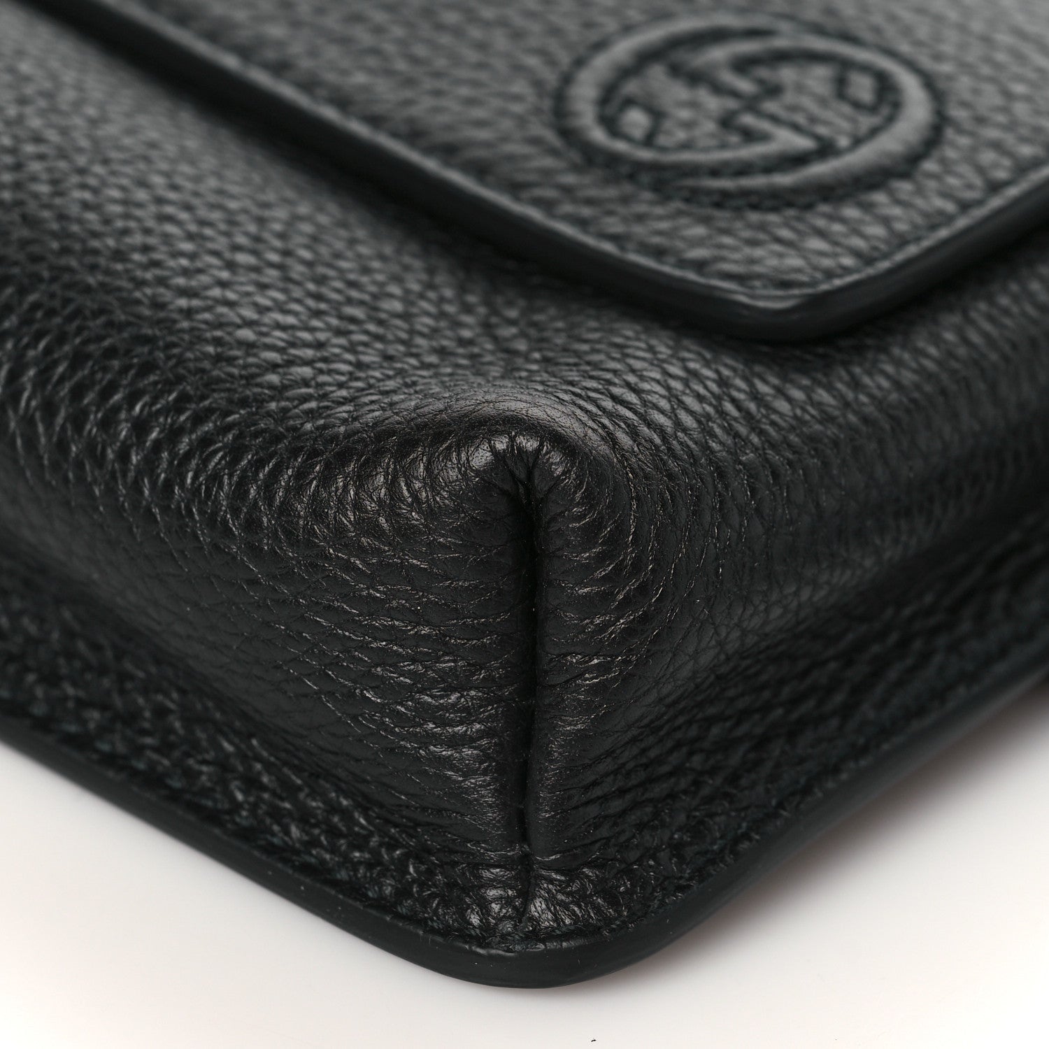 Gucci Pebbled Calfskin Soho Flap Belt Bag Black 9 of 9