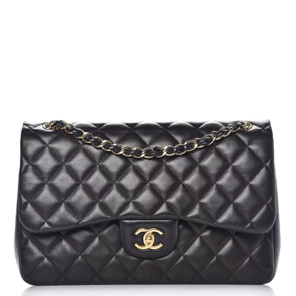 Chanel Lambskin Quilted Jumbo Double Flap Black 1 of 10