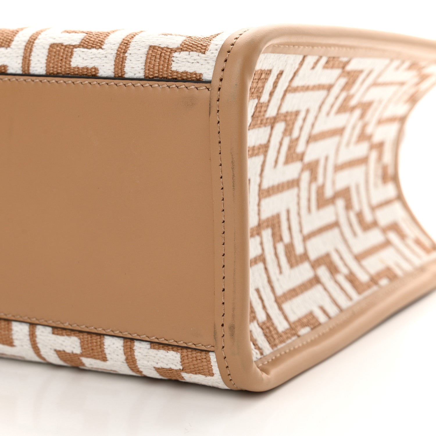 Fendi Raffia Chenille Vitello King Plexiglass Small Fendi Sunshine Shopper Tote Natural White 9 of 10