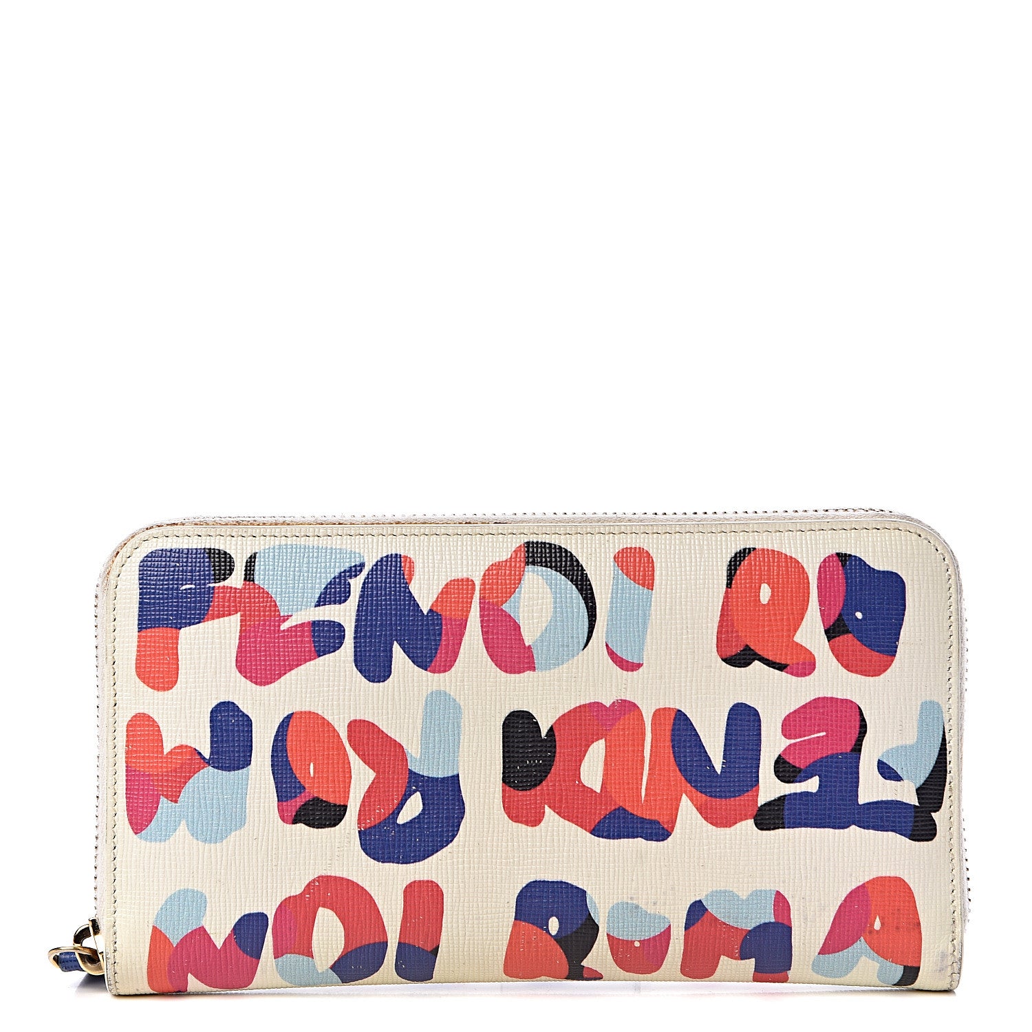 Fendi Vitello Elite Fendi Roma Simply Zip Around Wallet White Multicolor 1 of 11