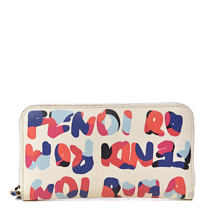 Fendi Vitello Elite Fendi Roma Simply Zip Around Wallet White Multicolor 1 of 11
