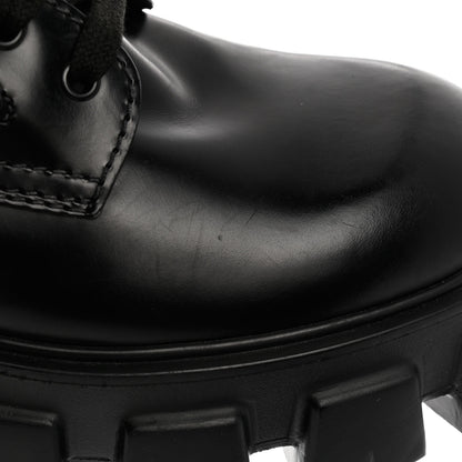 Prada Spazzolato Rois Re-Nylon Metal Triangle Logo Mens Monolith Pouch Pocket 60mm Combat Boots 9 Black 9 of 11