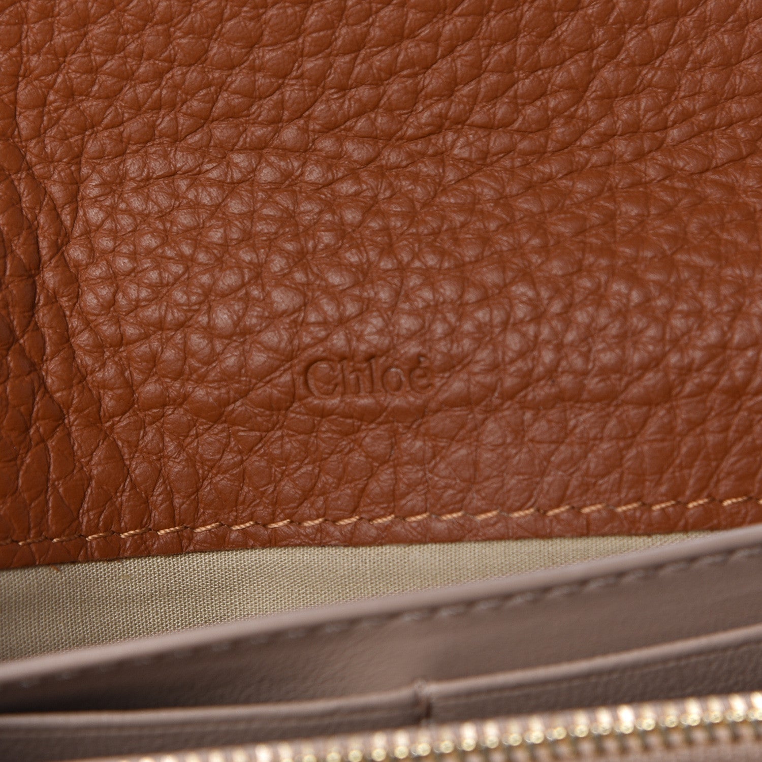 Chloe Calfskin Marcie Continental Flap Wallet Tan 6 of 9