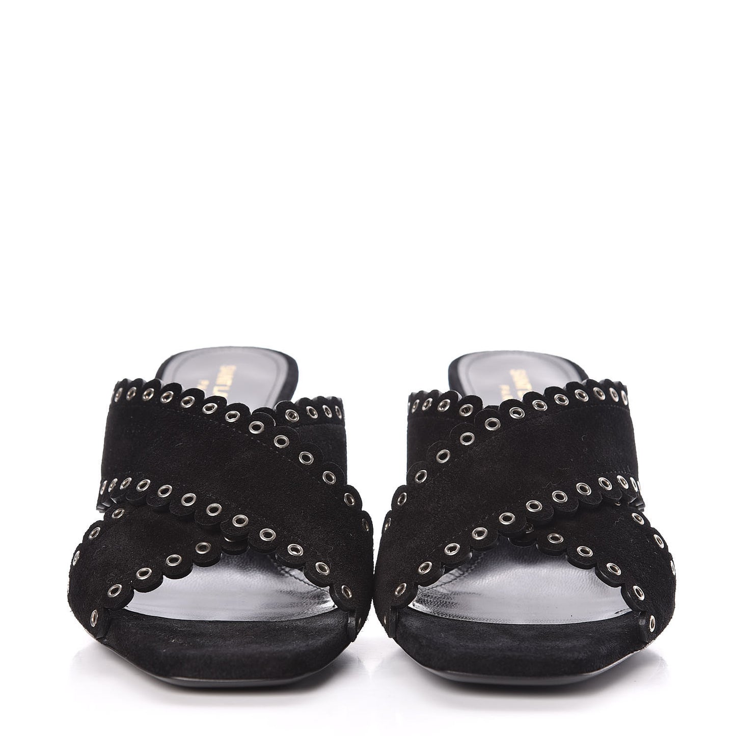 Suede Eyelet LouLou 70 Mules 38 Black