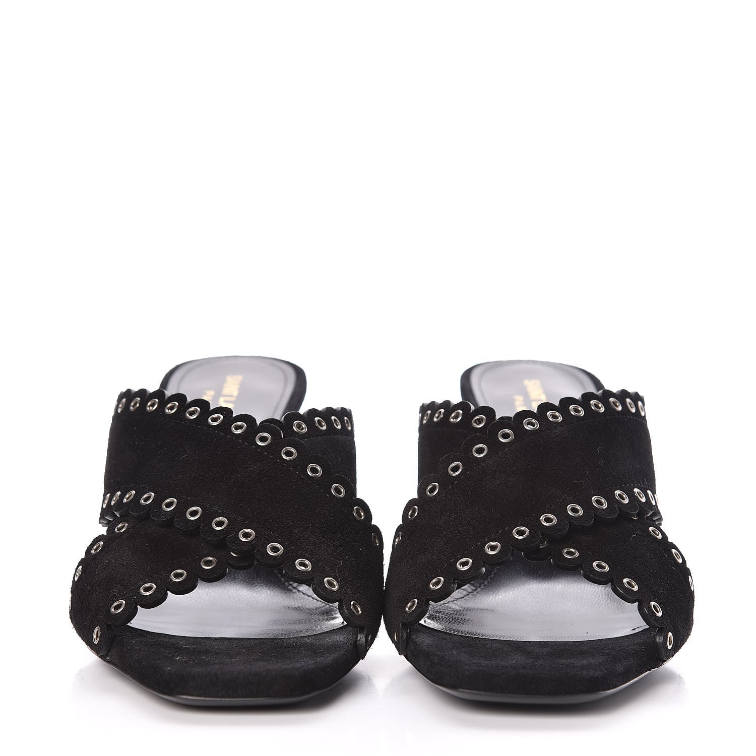 Saint Laurent Suede Eyelet LouLou 70 Mules 38 Black 2 of 9