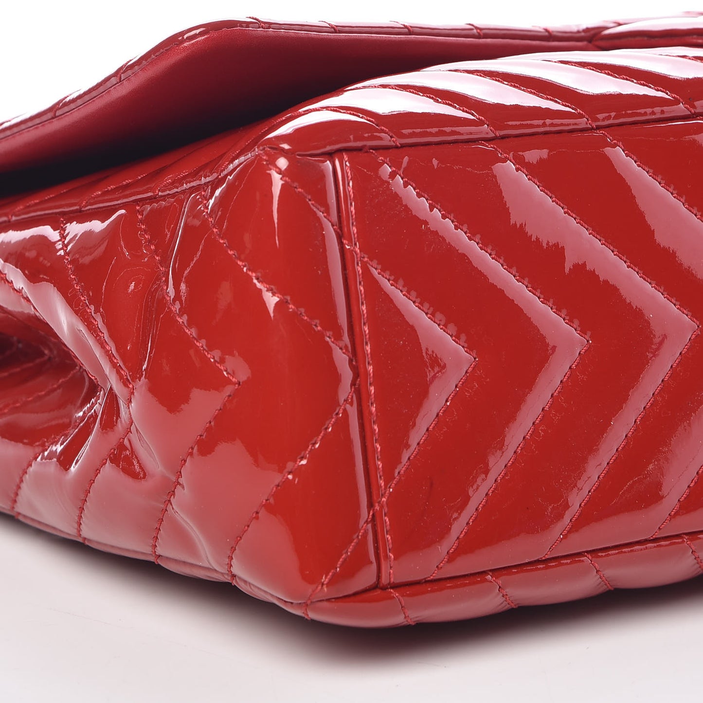 Patent Chevron Quilted Maxi Single Flap Red