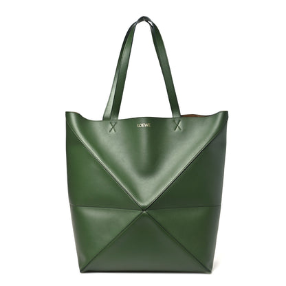 Loewe Shiny Calfskin Large Puzzle Fold Tote Hunter Green 1 of 9