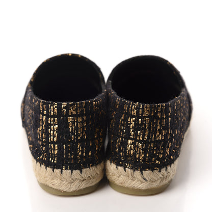 Chanel Metallic Tweed Grosgrain CC Espadrilles 40 Black Gold 5 of 12