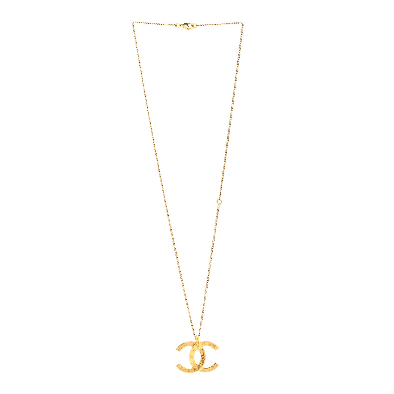 Chanel Metal CC Paris Button Necklace Gold 3 of 6