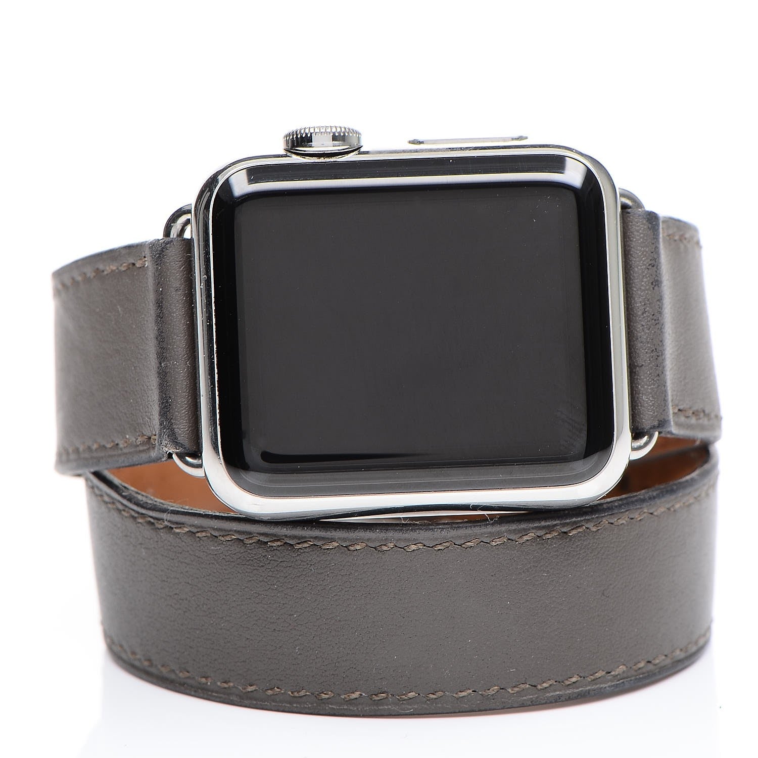 Hermes Stainless Steel Swift 38mm Apple Watch Double Tour Etain 3 of 12