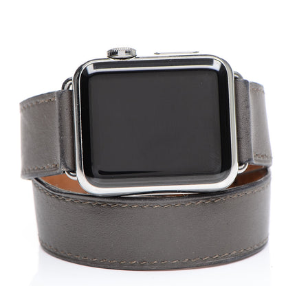 Hermes Stainless Steel Swift 38mm Apple Watch Double Tour Etain 3 of 12