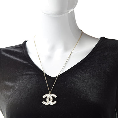 Chanel Metal Quilted CC Pendant Necklace Gold White 2 of 6