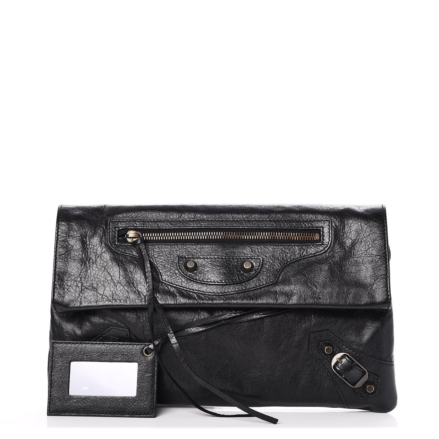 Agneau Classic Hardware Envelope Clutch Black