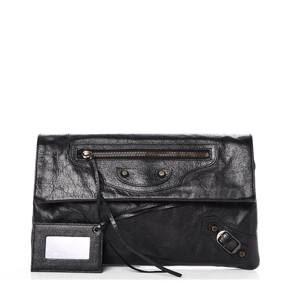 Balenciaga Agneau Classic Hardware Envelope Clutch Black 1 of 7