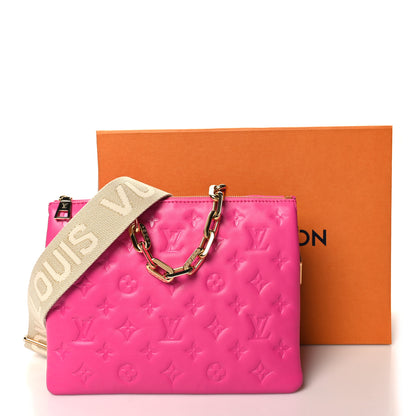Louis Vuitton Lambskin Embossed Monogram Coussin PM Rose Bougainvillier Pink 12 of 12