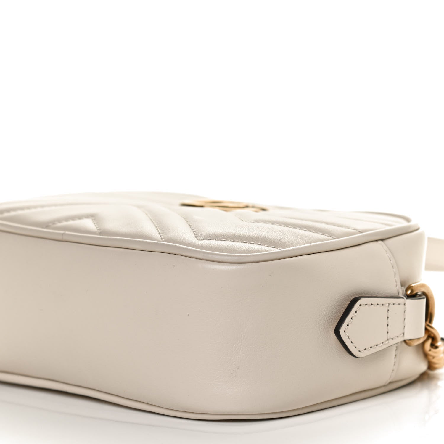 Gucci Calfskin Matelasse Mini GG Marmont Chain Shoulder Bag White 11 of 11