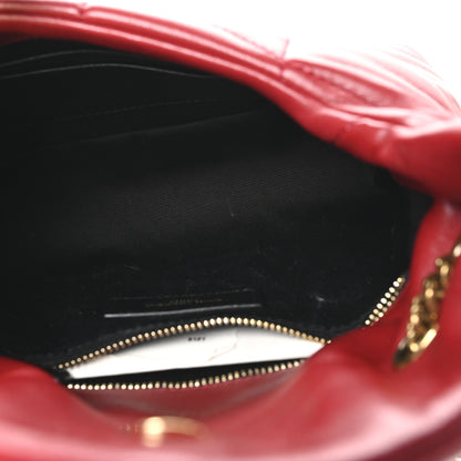 Saint Laurent Lambskin Quilted Toy Loulou Puffer Monogram Chain Satchel Red 5 of 10
