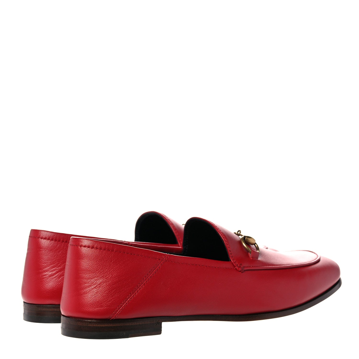 Gucci Lambskin Womens Brixton Horsebit Loafers 37.5 Hibiscus Red 4 of 9