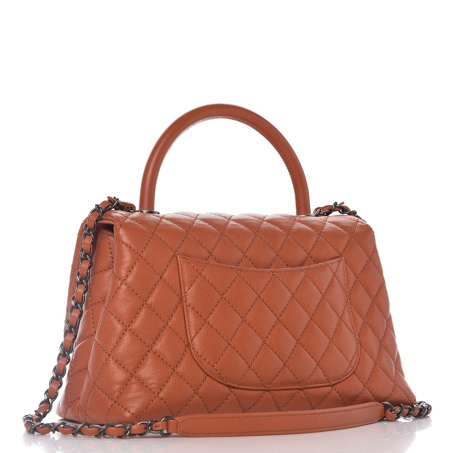 Chanel Caviar Quilted Small Coco Handle Flap Orange 4 of 9