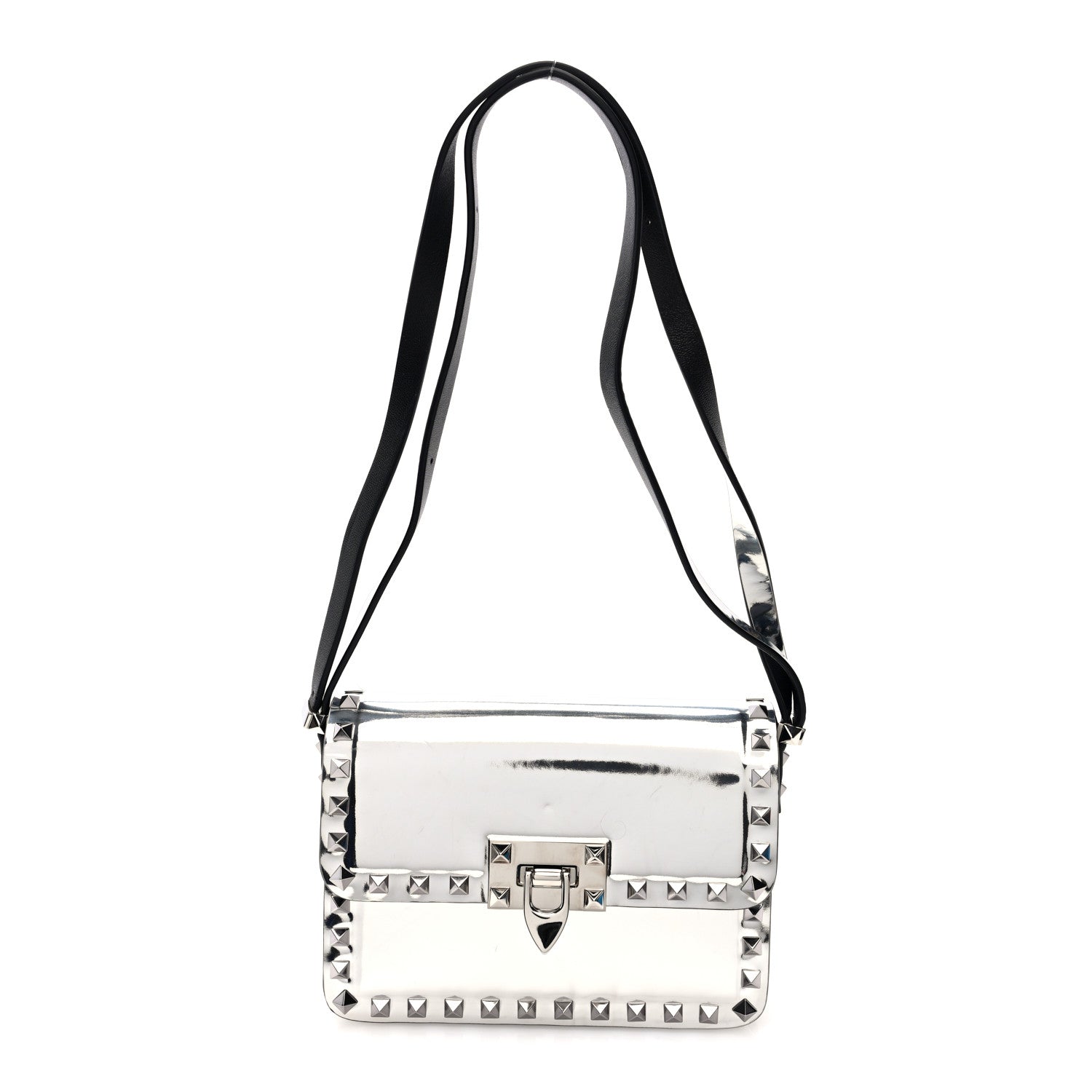 Valentino Garavani Mirror Calfskin Small Rockstud23 Shoulder Bag Silver 1 of 9