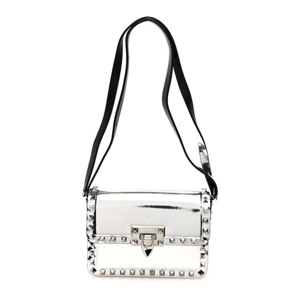 Valentino Garavani Mirror Calfskin Small Rockstud23 Shoulder Bag Silver 1 of 9