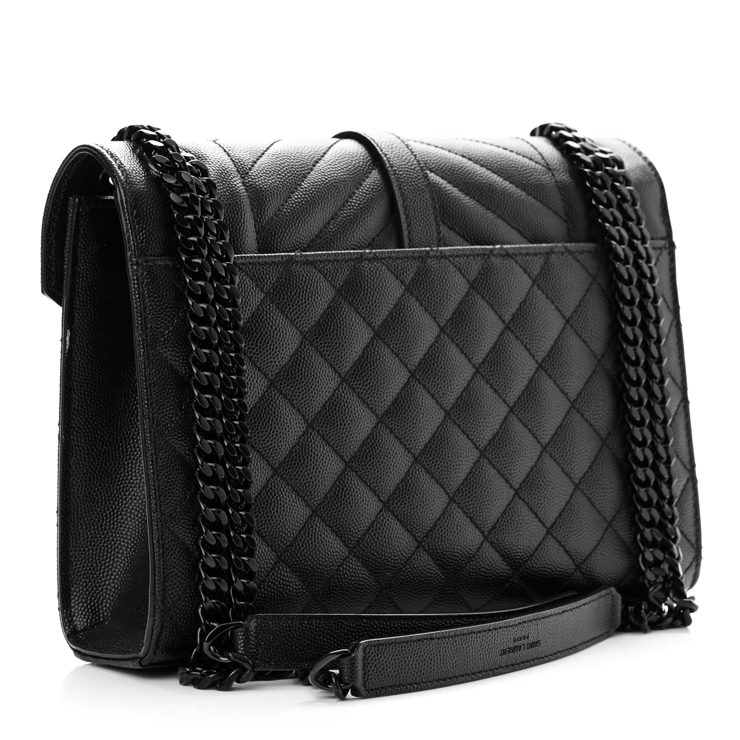 Grain De Poudre Textured Mixed Matelasse Triquilt Medium Monogram Satchel Black