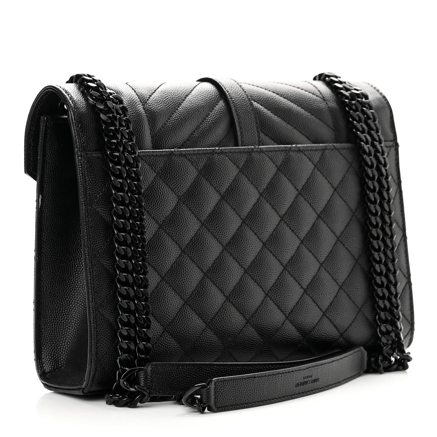 Saint Laurent Grain De Poudre Textured Mixed Matelasse Triquilt Medium Monogram Satchel Black 3 of 9