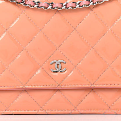 Chanel Patent Quilted Wallet On Chain WOC Coral 9 of 13
