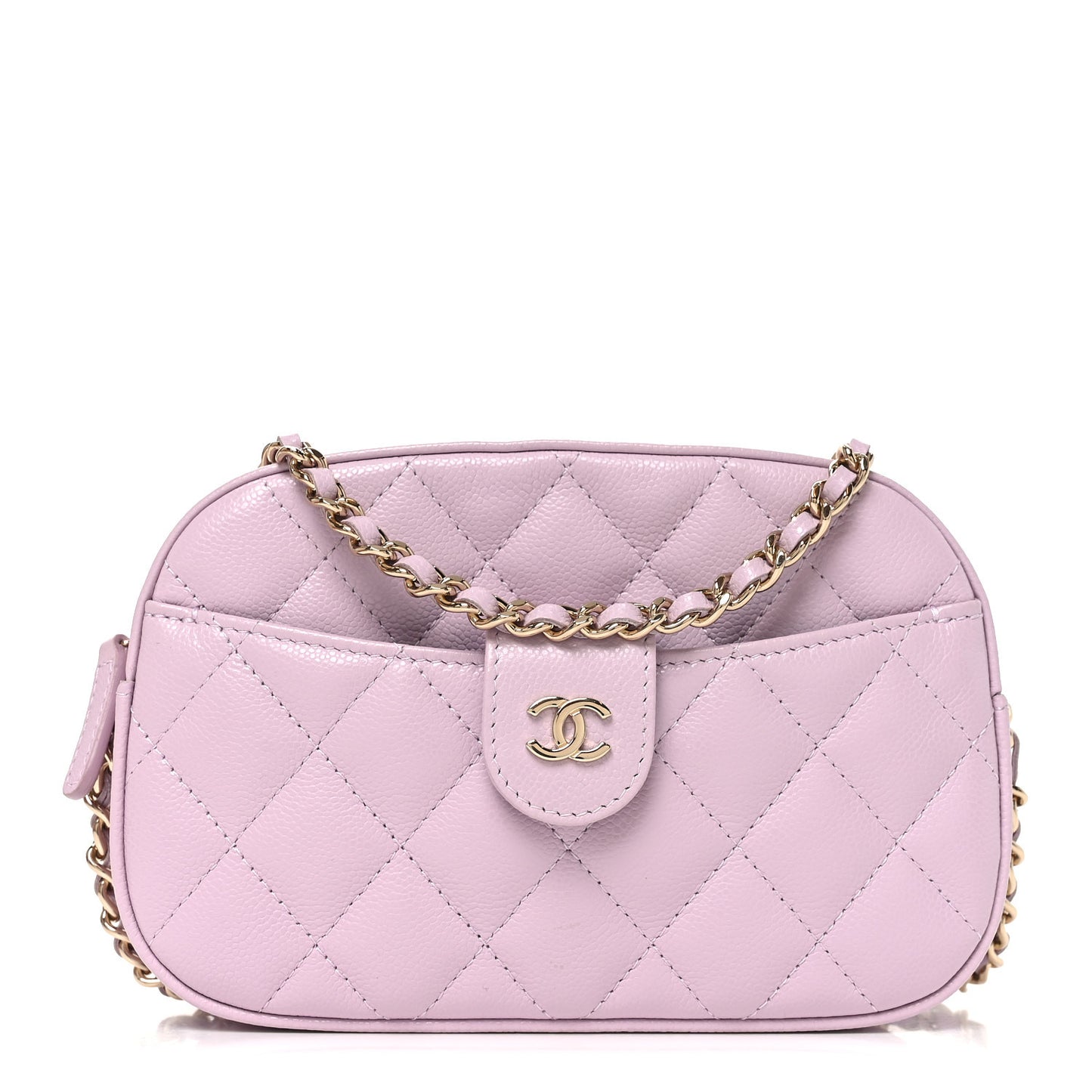 Caviar Quilted Chain Camera Bag Light Purple