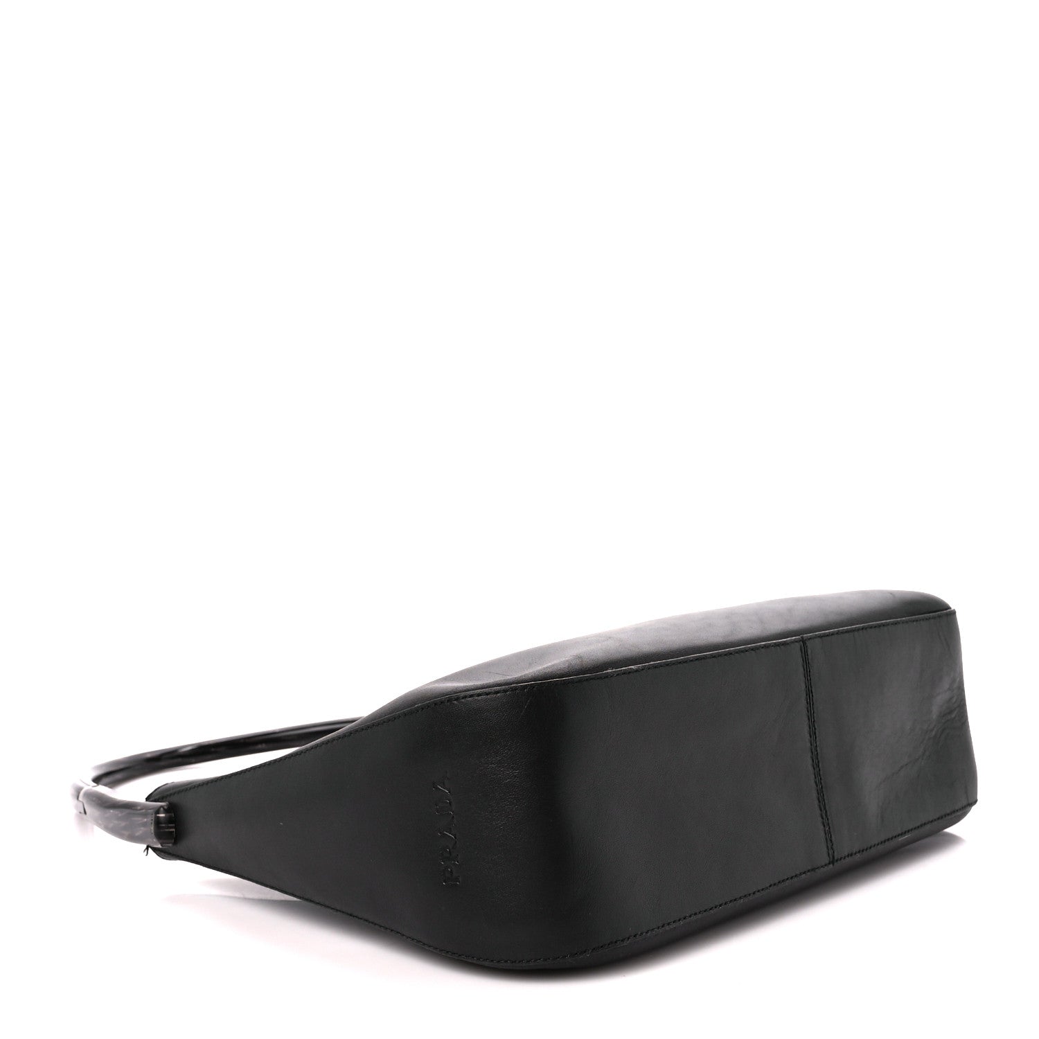 Prada Saffiano Logo Embossed Shoulder Bag Black 4 of 12