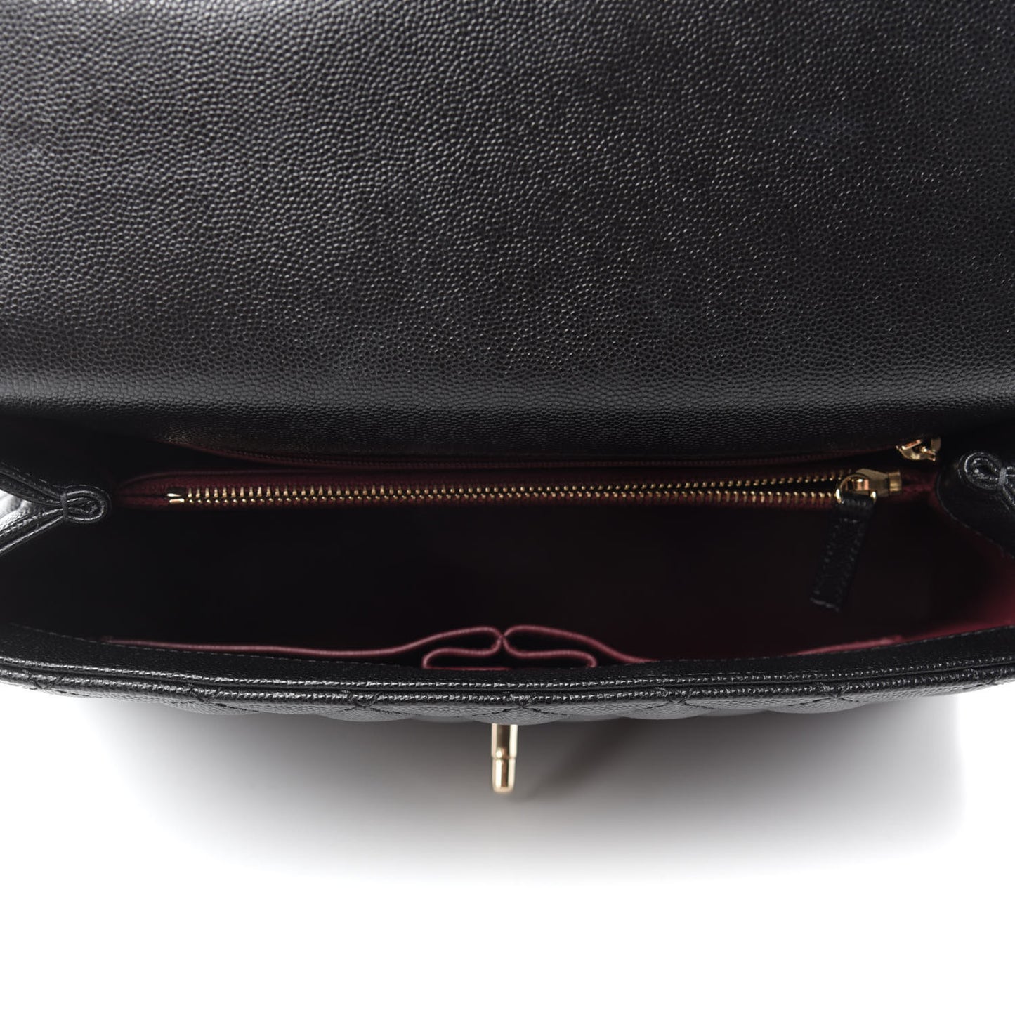 Caviar Lizard Embossed Quilted Small Coco Handle Flap Black