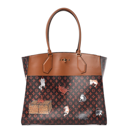 Louis Vuitton Calfskin Catogram City Steamer Cabas XXL Orange Marron 1 of 7