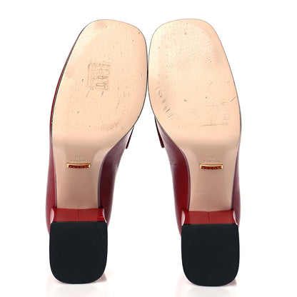 Gucci Goatskin Houdan Mid Heel Platform Loafers 36 Hibiscus Red 5 of 9