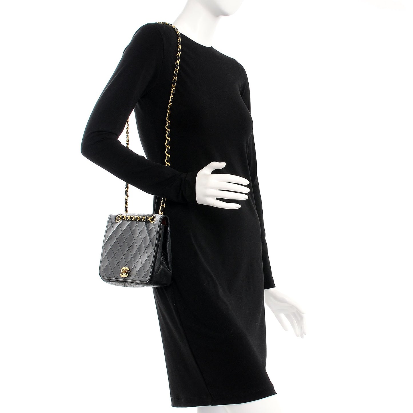 Lambskin Quilted Small Single Flap Black