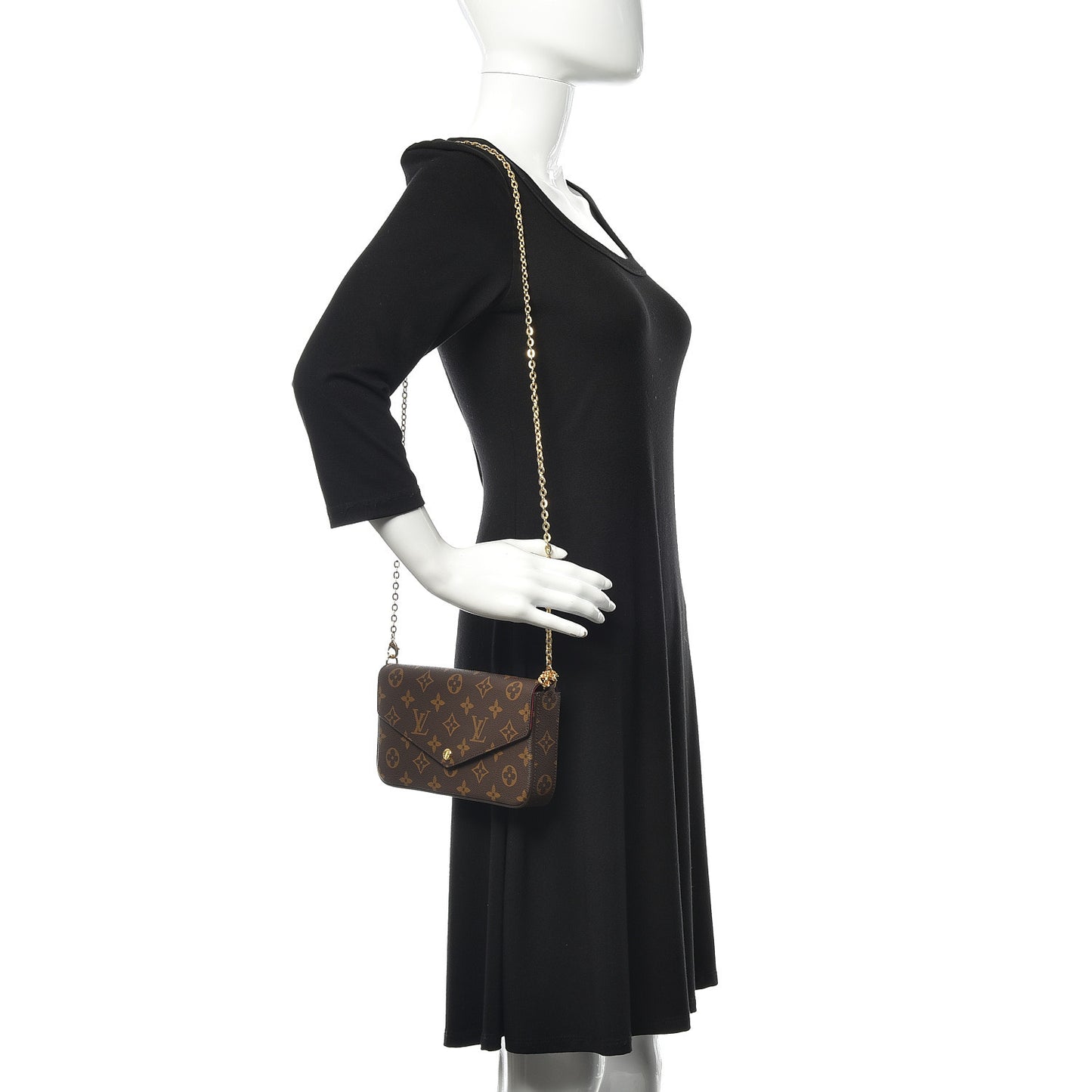 Monogram Pochette Felicie Chain Wallet Fuchsia