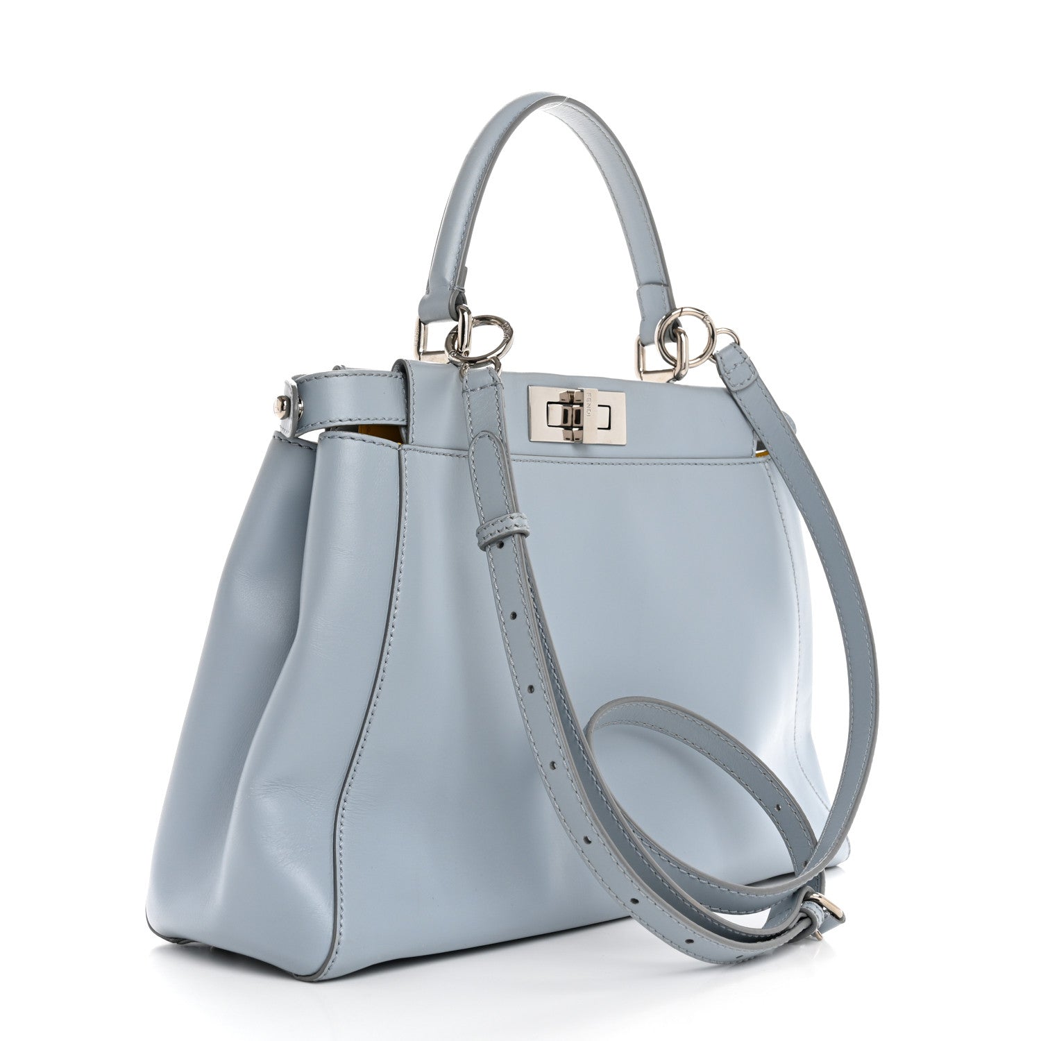 Fendi Vitello Morgan Shiny Nappa Medium Peekaboo Iconic Satchel Polvere Sunflower 3 of 15