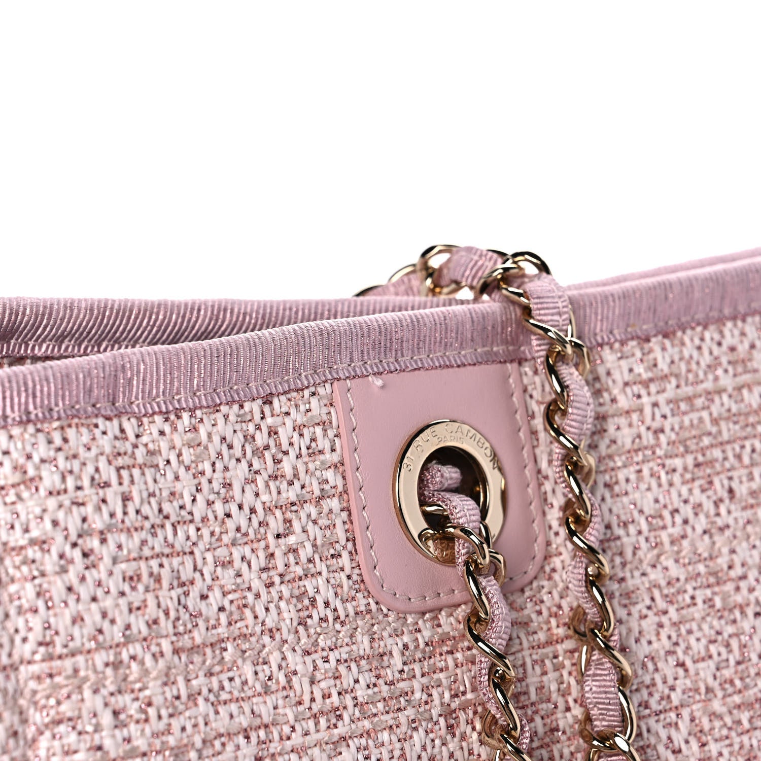 Chanel Lurex Boucle Deauville Tote Pink 11 of 11