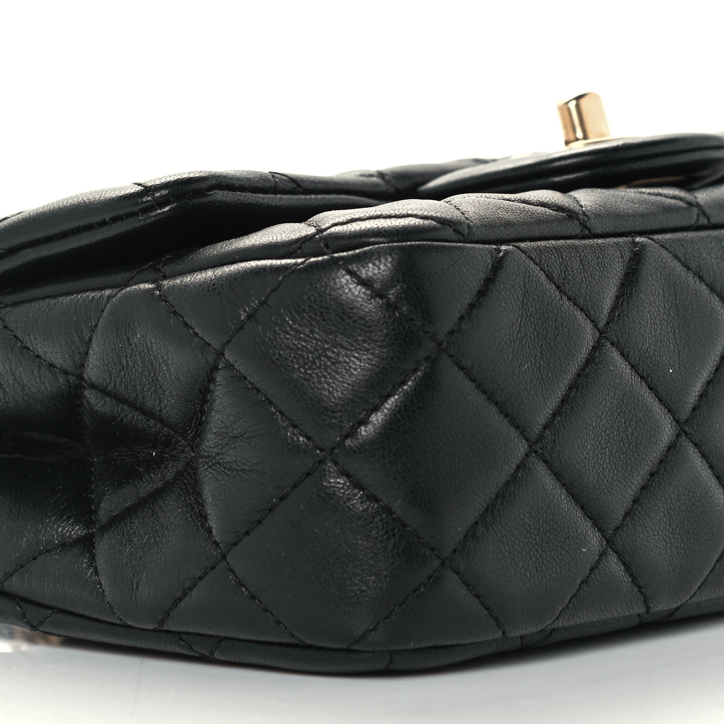 Lambskin Quilted Mini Rectangular Pearl Crush Flap Black